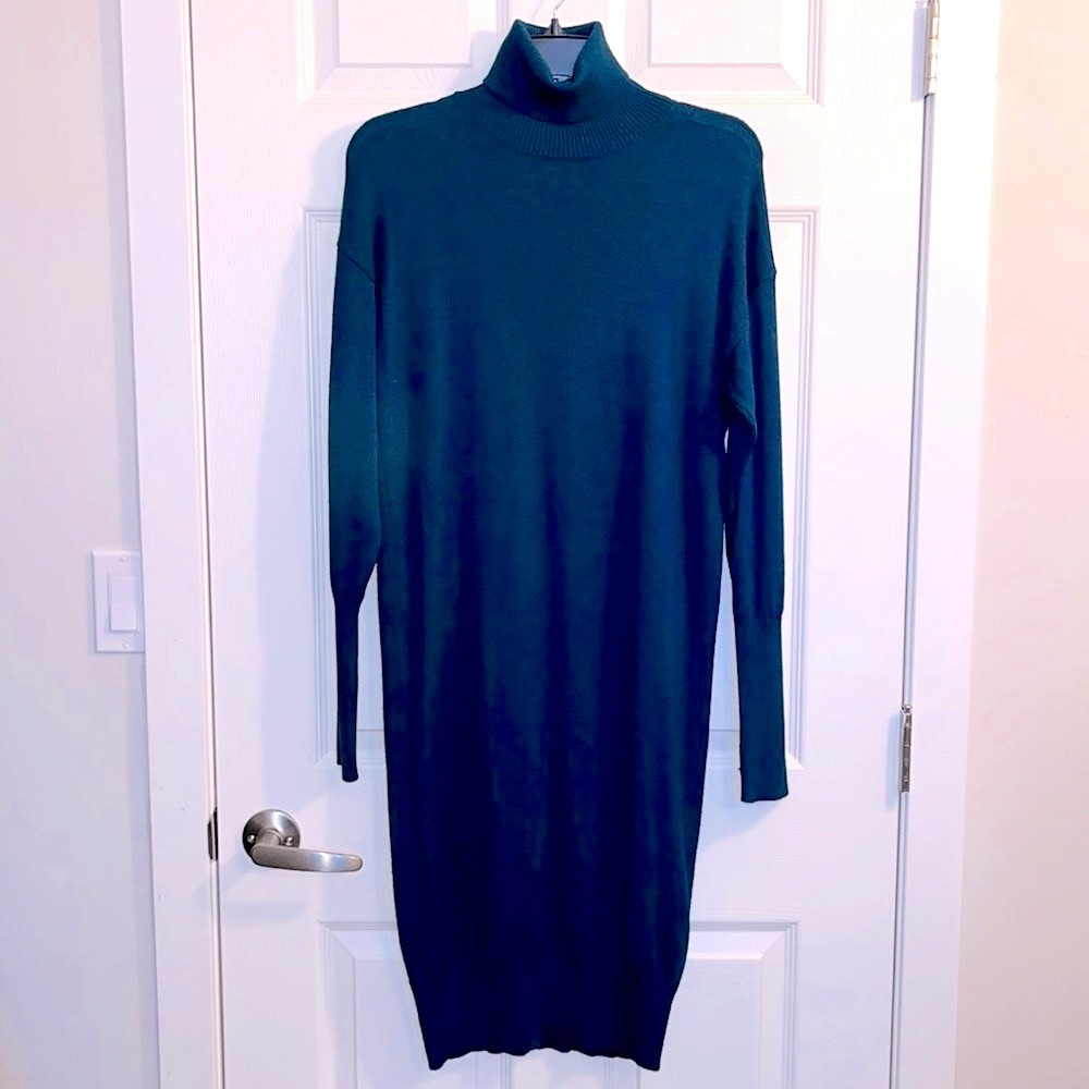 Style Benetton Sweater knit Dress women’s S Teal 50% wool